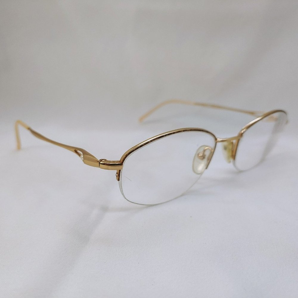 COTTET Eyeglass Frames Half Rim Oval Gold White Pearl Cream M571C DEMI